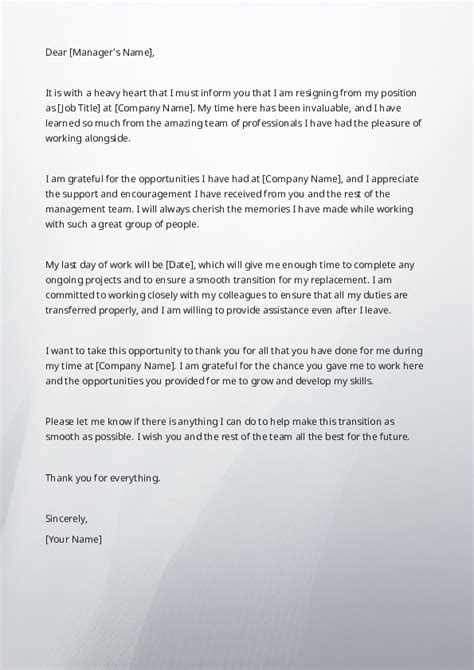 Resignation Letter Format In English Pdf - Infoupdate.org