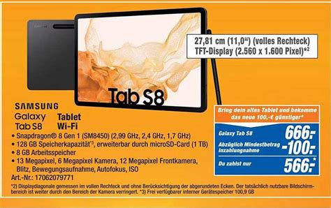 Samsung Galaxy Tab S8 Tablet Wi Fi Angebot Bei Expert Technomarkt