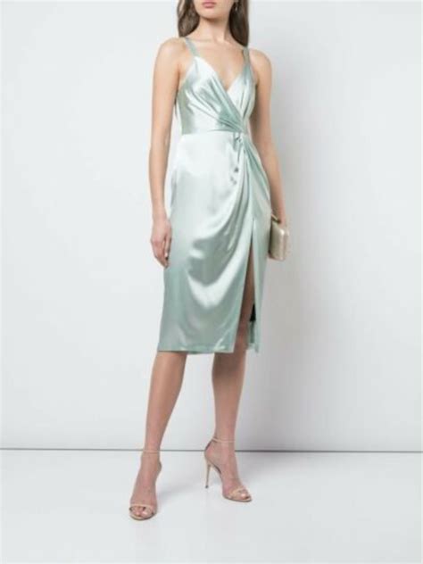 Jill Jill Stuart Womens Satin Twist Front Slip Dress Green 14