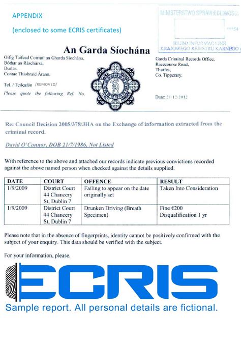 Irish criminal record check from Garda Central Vetting Unit - ECRIS