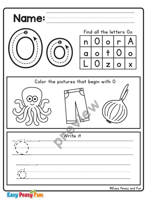 Letter O Worksheets For Preschool And Kindergarten