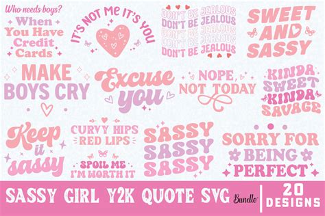 Sassy Girl Y2k Quote Svg Design Bundle Graphic By Designhub99 · Creative Fabrica