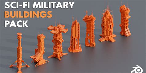 Sci Fi Futuristic Military Buildings Pack Blender Market