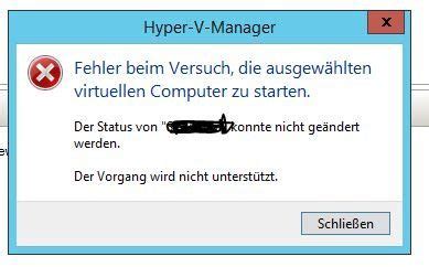 Hyper V Windows Server 2012 R2 VM Startet Nicht Bei 10 Prozent Abbruch