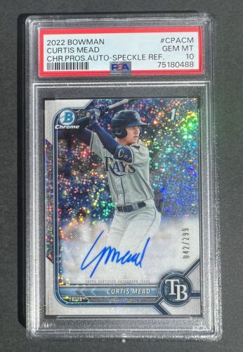 2022 Bowman Chrome Auto Speckle Refractor Curtis Mead RC 299 PSA 10