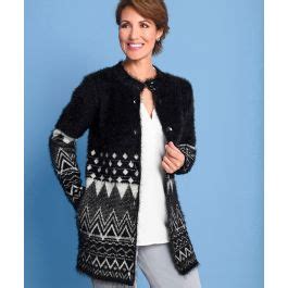 Fluffy Jacquard Cardigan Cardigan Damart Co Uk