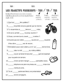 Adjectifs Possessifs Ton Ta Tes By Orthophoniste En Maiis TPT