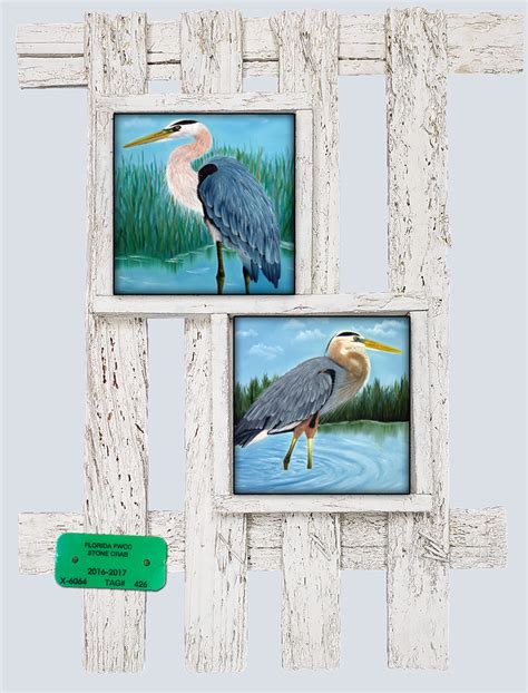 Pair Of Blue Herons Lobster Trap Art