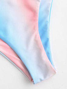 63 OFF 2022 ZAFUL Ombre Smocked Bralette Bikini Swimwear In LIGHT