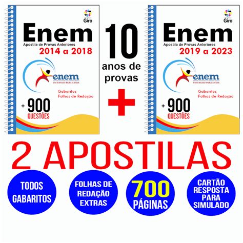 Apostila Enem Provas Antigas Anteriores 10 Anos Provas De 2014 A 2023