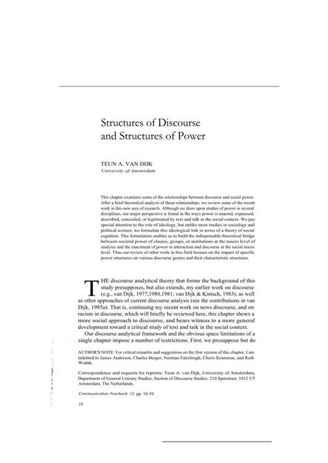 PDF Structures Of Discourse And Structures Of Powerdiscourses Org