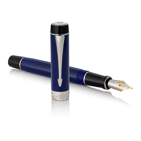 Parker Duofold Classic Fountain Pen Centennial Blue Black Chrome