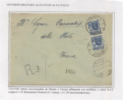 Storia Postale Luogotenenza Lettera Raccomandata Luo