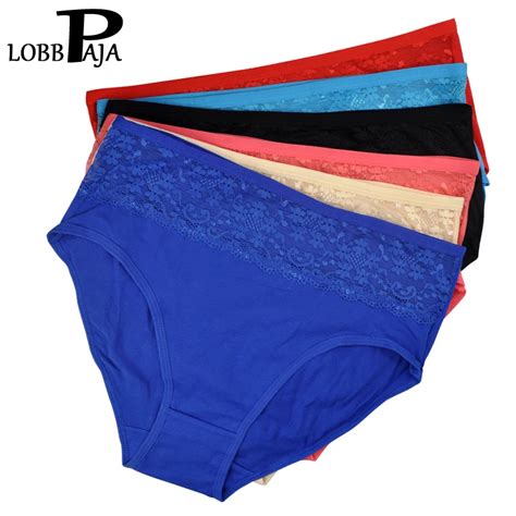 Lobbpaja Brand Lot 6 Pcs Woman Underwear Cotton High Waisted Sexy Lace