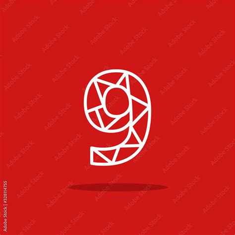 Vector Logo Number Lines Red White 9 Stock Vector | Adobe Stock