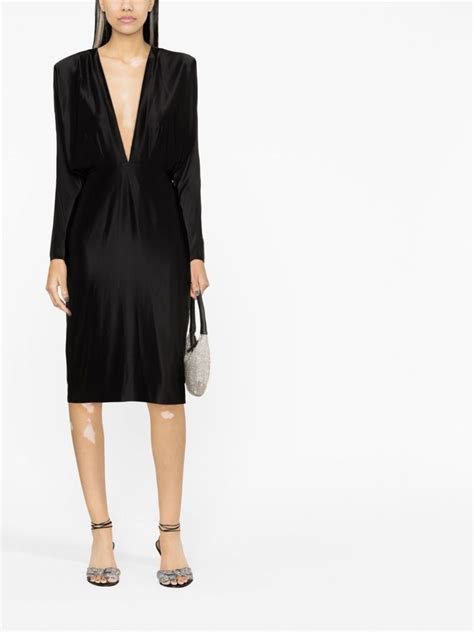 Alexandre Vauthier V Neck Long Sleeve Dress Farfetch