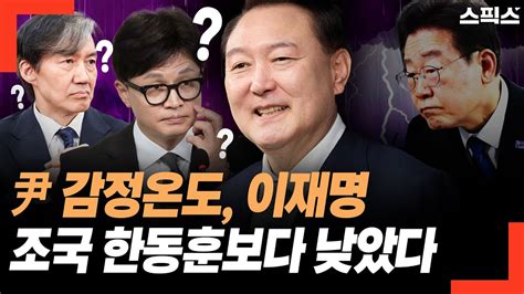 핫토막 여론조사 결과 높을수록 좋은 윤석열 대통령의 감정온도가 이재명·조국 대표는 물론 한동훈 전 비대위원장과 이준석