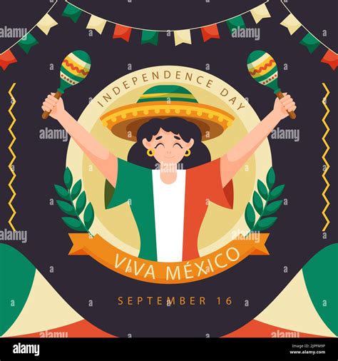 Ilustración Plana Para La Celebración De La Independencia De México Ilustración Vectorial Imagen