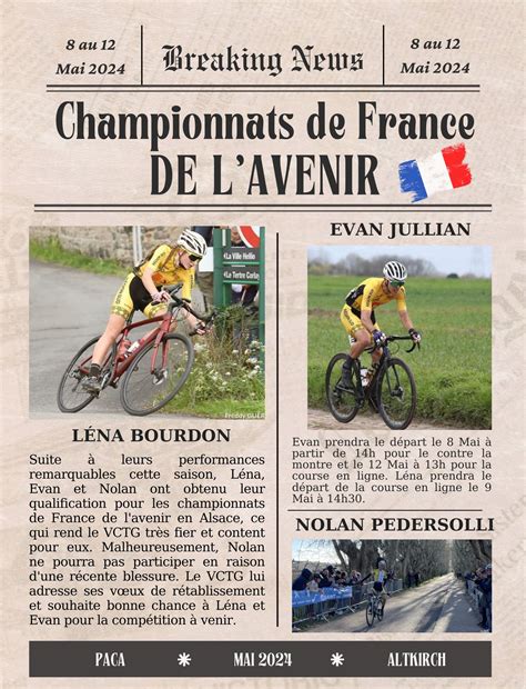 Léna et Evan Aux championnats de France de l avenir Vélo Club Le Thor