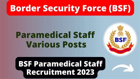 Bsf Paramedical Staff Recruitment Notification Released Apply