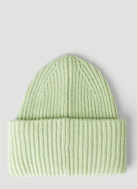 Face Patch Beanie Hat In Green Acne Studios