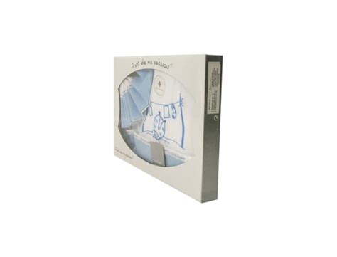 Coffret Parure De Draps Pour Berceau Landau Couffin Bleu Motif