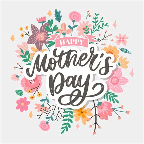 Feliz día de las madres letras ilustración de caligrafía hecha a mano