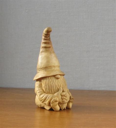 Gnome Wooden Figurine Nut Wood Carving Wooden Carved Gnome Gift