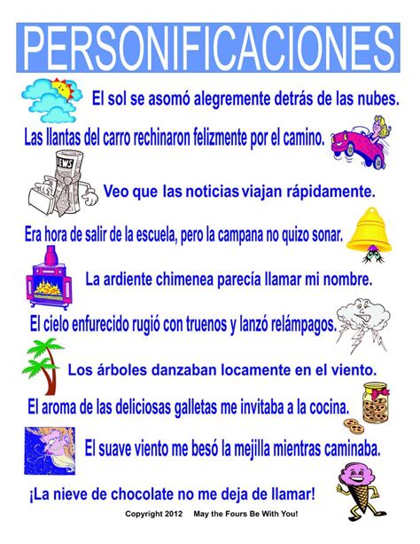 Personificaciones Spanish Classroom Poster Lenguaje Figurado Tipos