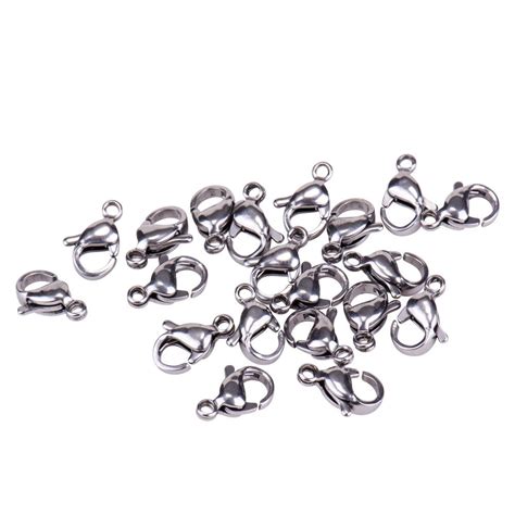 20 Pcs 304 Stainless Steel Lobster Claw Clasps Jewelry DIY 10mm 11mm