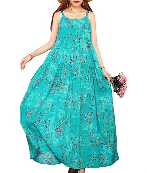 Yesno Summer Dresses For Women 2022 Casual Loose Bohemian Floral Dress With Pockets Spaghetti