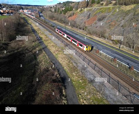 Transport For Wales Sprinter 150250 Approaching Ebbw Vale Town Railway