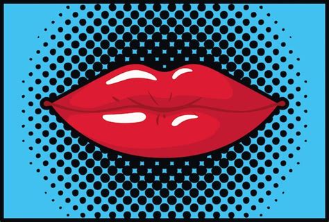 Premium Vector Female Lips Pop Art Style