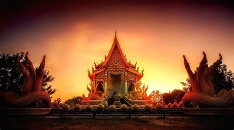 Thailand Temple Statue Architecture Night Hd Wallpaper Peakpx