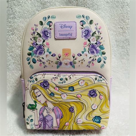 Loungefly Disney Tangled Rapunzel And Pascal Floral Mini Backpack In