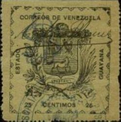 Stamp Coat Of Arms Type II Venezuela GUAYANA Coat Of Arms And