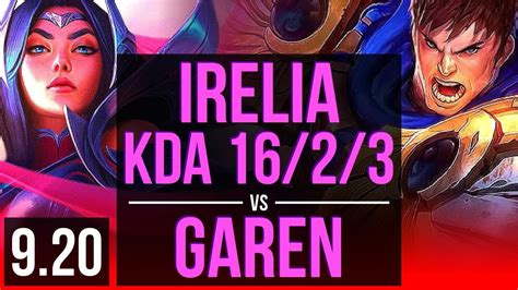 Irelia Vs Garen Top 1 0m Mastery Points 2 Early Solo Kills Kda 16