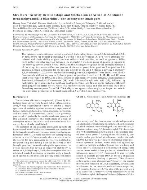 PDF StructureActivity Relationships And Mechanism Of Action Of