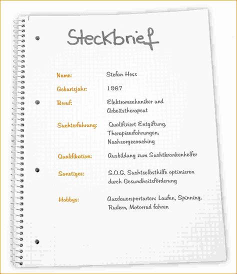 Steckbrief Beruf Vorlage