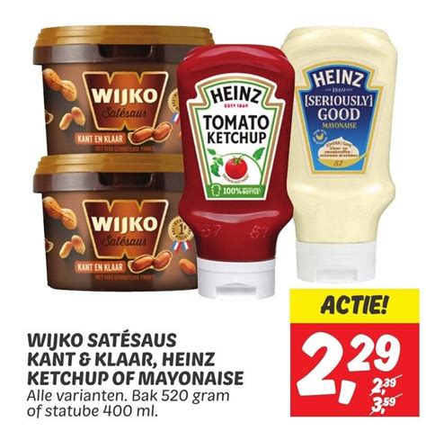 WIJKO SATÉSAUS KANT KLAAR HEINZ KETCHUP OF MAYONAISE aanbieding bij