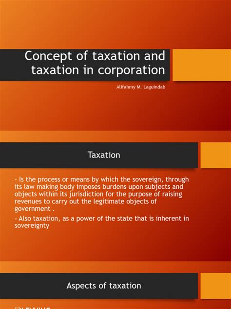 Concept Of Taxation And Taxation In Corporation Updated Download