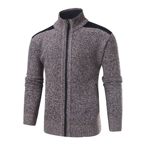 Chaqueta gruesa acolchada para hombre cárdigan de punto de Color