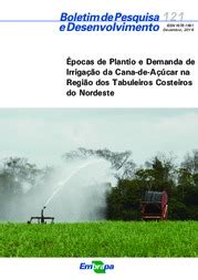 Épocas de plantio e demanda de irrigação da cana de açúcar na região