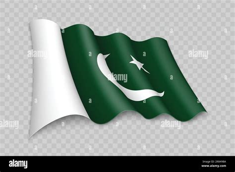 D Realistic Waving Flag Of Pakistan On Transparent Background Stock