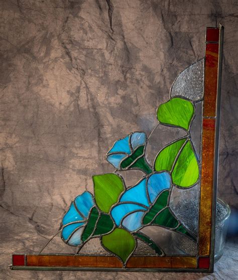 Stained Glass Morning Glory Corner Panel Series 3 In The Morning Etsy