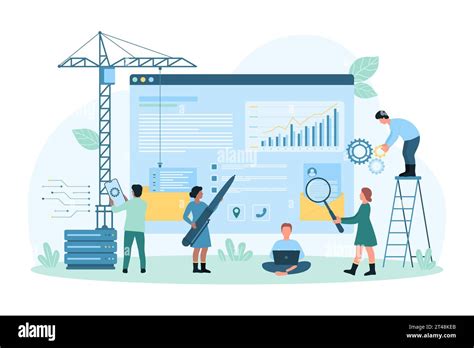 Website Under Construction Vector Illustration Cartoon Tiny People