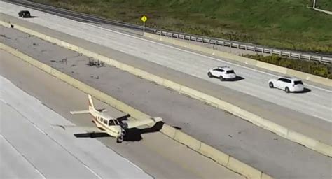 Watch A Plane Make An Emergency Landing On 10 Lane Stretch Of Canadian Highway Carscoops