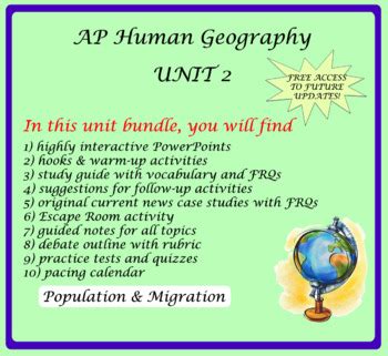 Unit 2 AP Human Geography Bundle Population And Migration Patterns