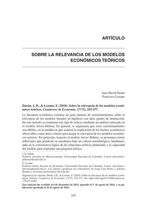 PDF ARTÍCULO SOBRE LA RELEVANCIA DE LOS MODELOS Sobre la