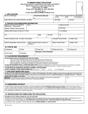 Fillable Online PLUMBING PERMIT APPLICATION Leelanau County Fax Email